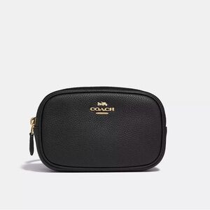 Coach Black Pebbled Leather Zip Belt Bag